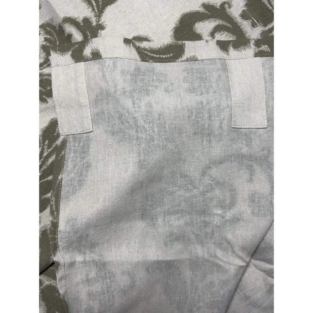 Pier 1 Olive Scroll Curtain Set Panel Curtain Linen Blend 52x84 Ikat Floral Boho